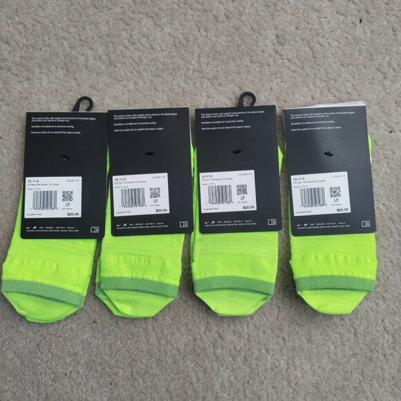 NWT (4) Pair Nike Spark No Show Womens 11.5-13 Yellow DRI-FIT Running Socks - Picture 2 of 5